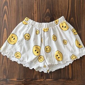 Altar’d State White Shorts with Yellow Smiley Faces Size Small Pajama Women